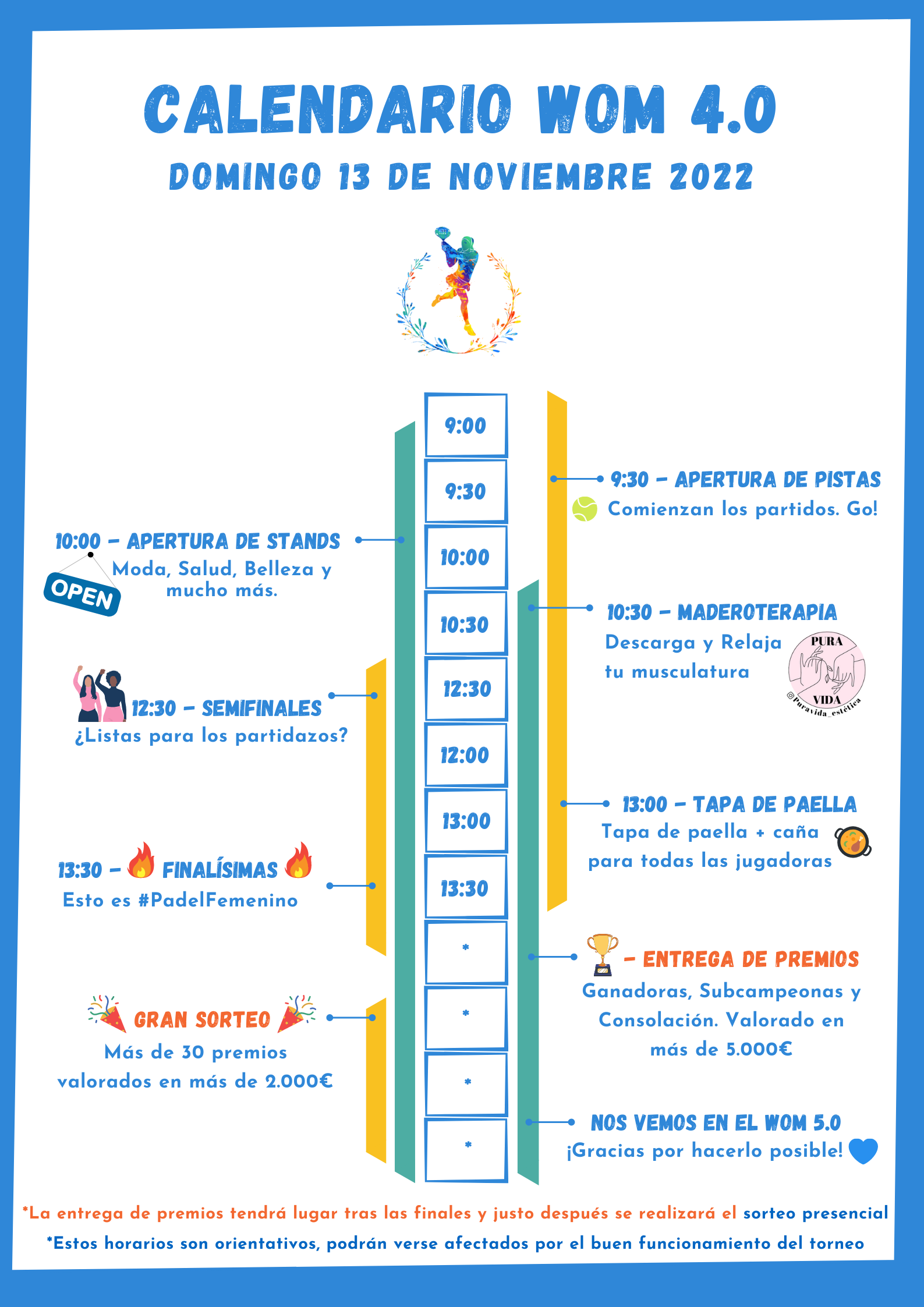 Calendario Torneo de Pádel Femenino WOM 4.0